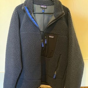 Patagonia navy dark blue mens fleece jacket retro x